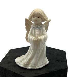 Vintage Russ Porcelain Angel Holding Candle Mini Figurine Item #15270